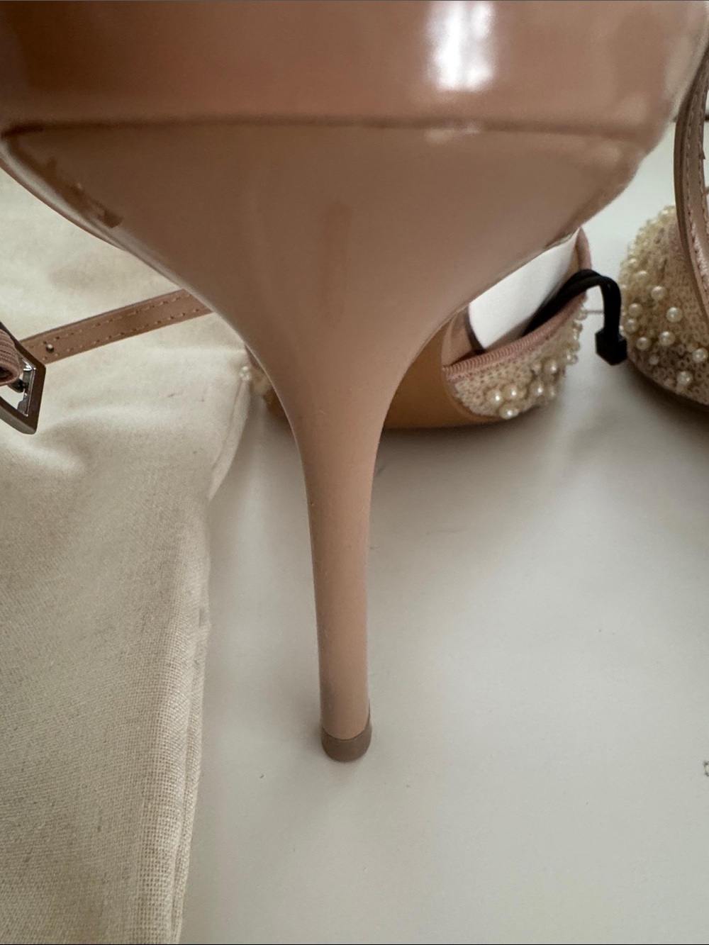 ZARA Rose Gold Sequin Pointed Slingback Heels - Picture 7 of 10